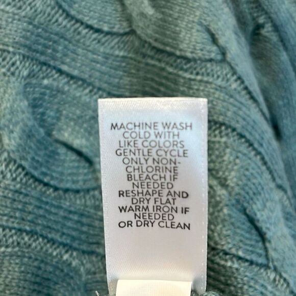 NWT J.JILL Sweater Women's XL Petite Storm Cloud Green Cable Knit Mock Neck $99 - Picture 9 of 16